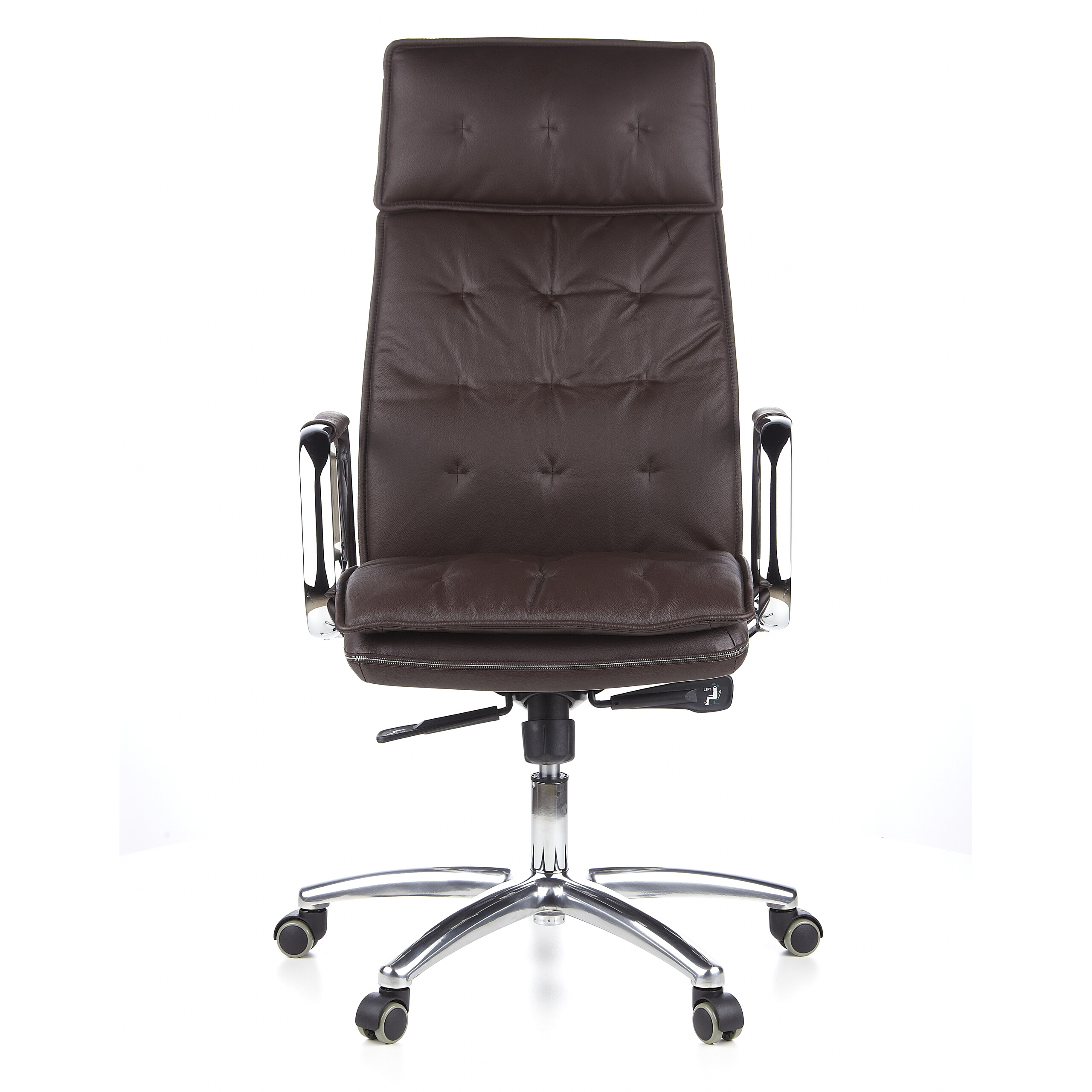 Drehstuhl Chefsessel Leder Bürostuhl XXL Schwarz Braun Weiß VILLA 20 hjh OFFICE - Bild 15 von 32