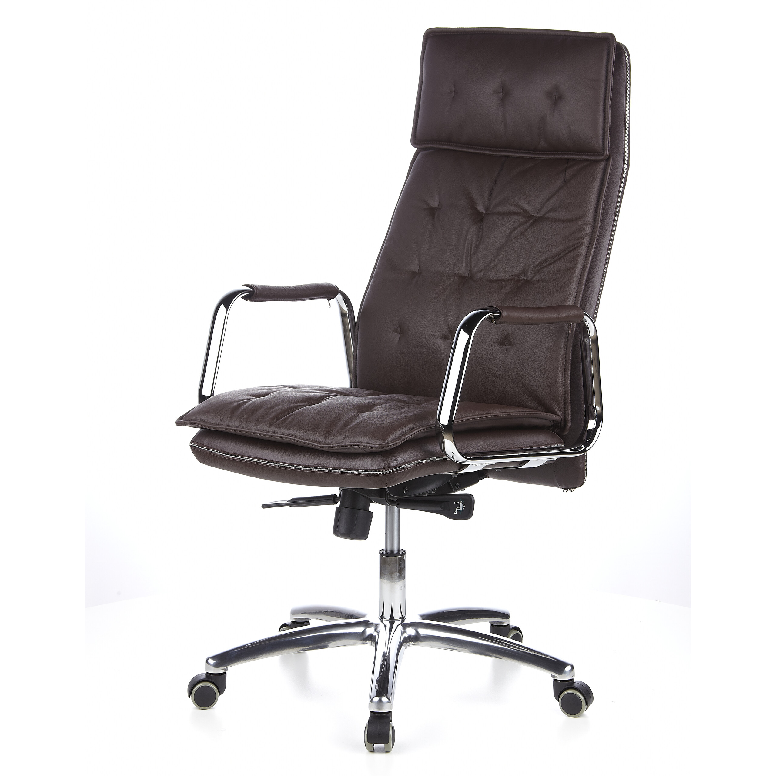 Drehstuhl Chefsessel Leder Bürostuhl XXL Schwarz Braun Weiß VILLA 20 hjh OFFICE - Bild 14 von 32