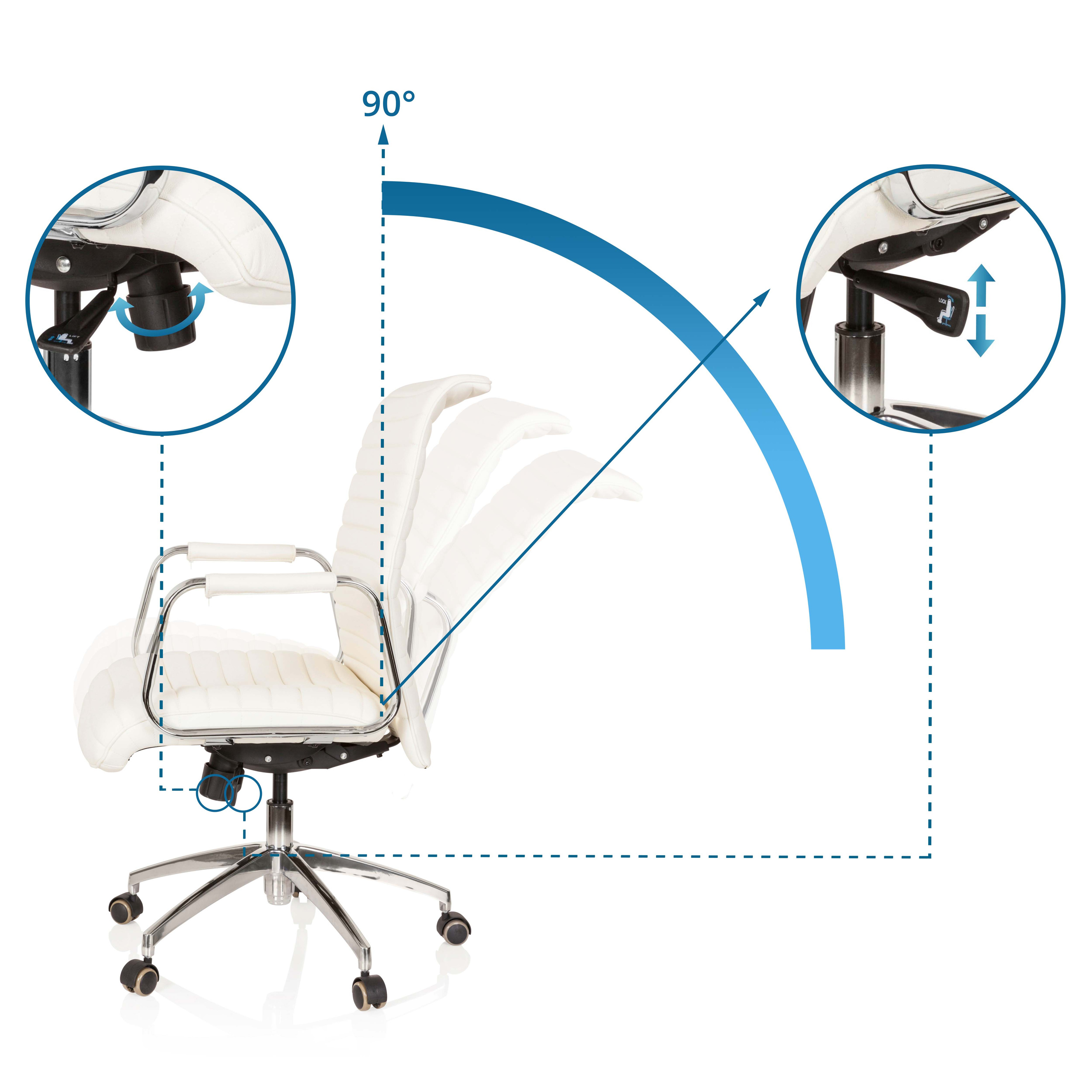 Bürostuhl Drehstuhl Leder Chefsessel Schreibtischstuhl ASPERA 10 hjh OFFICE - Bild 19 von 35