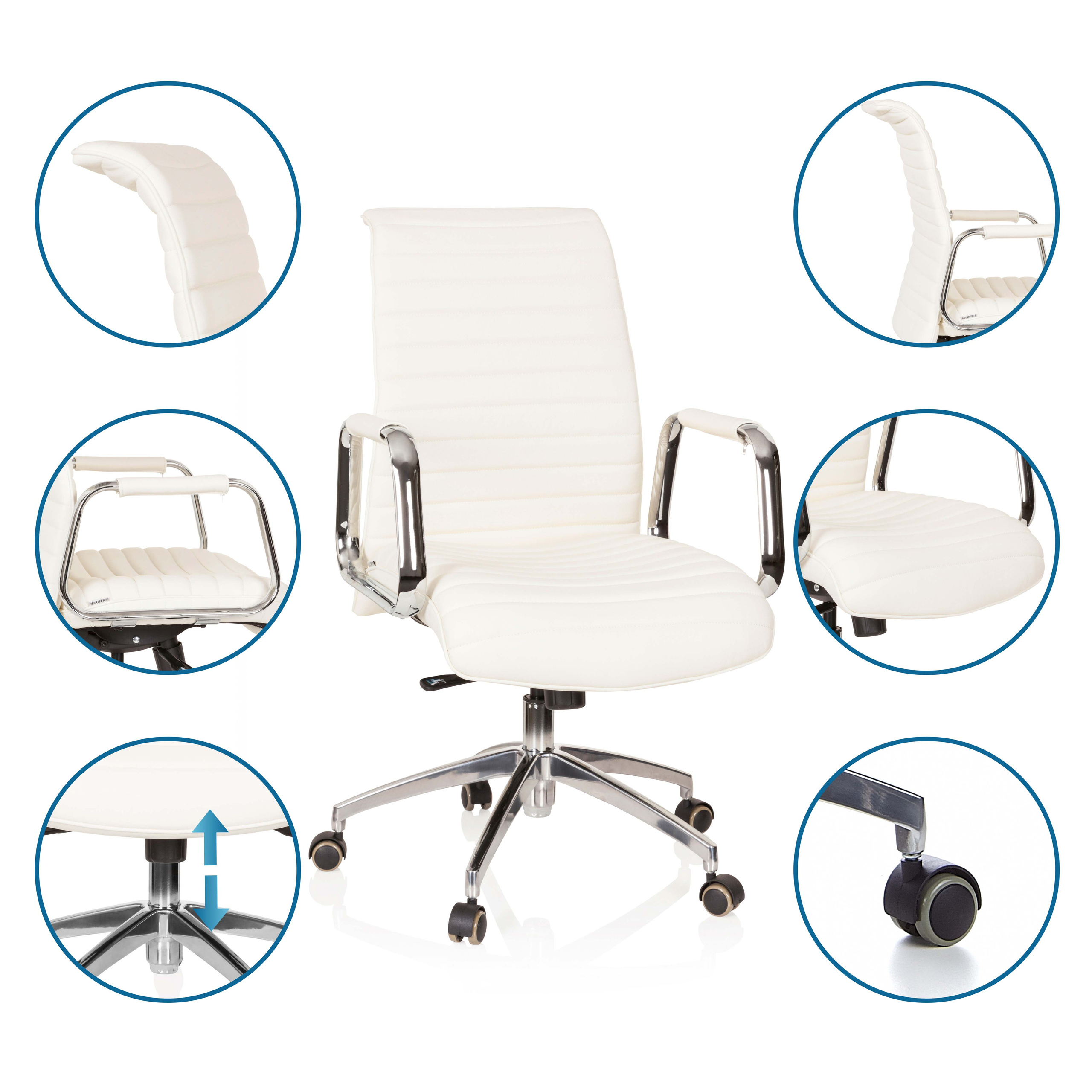 Bürostuhl Drehstuhl Leder Chefsessel Schreibtischstuhl ASPERA 10 hjh OFFICE - Bild 20 von 35