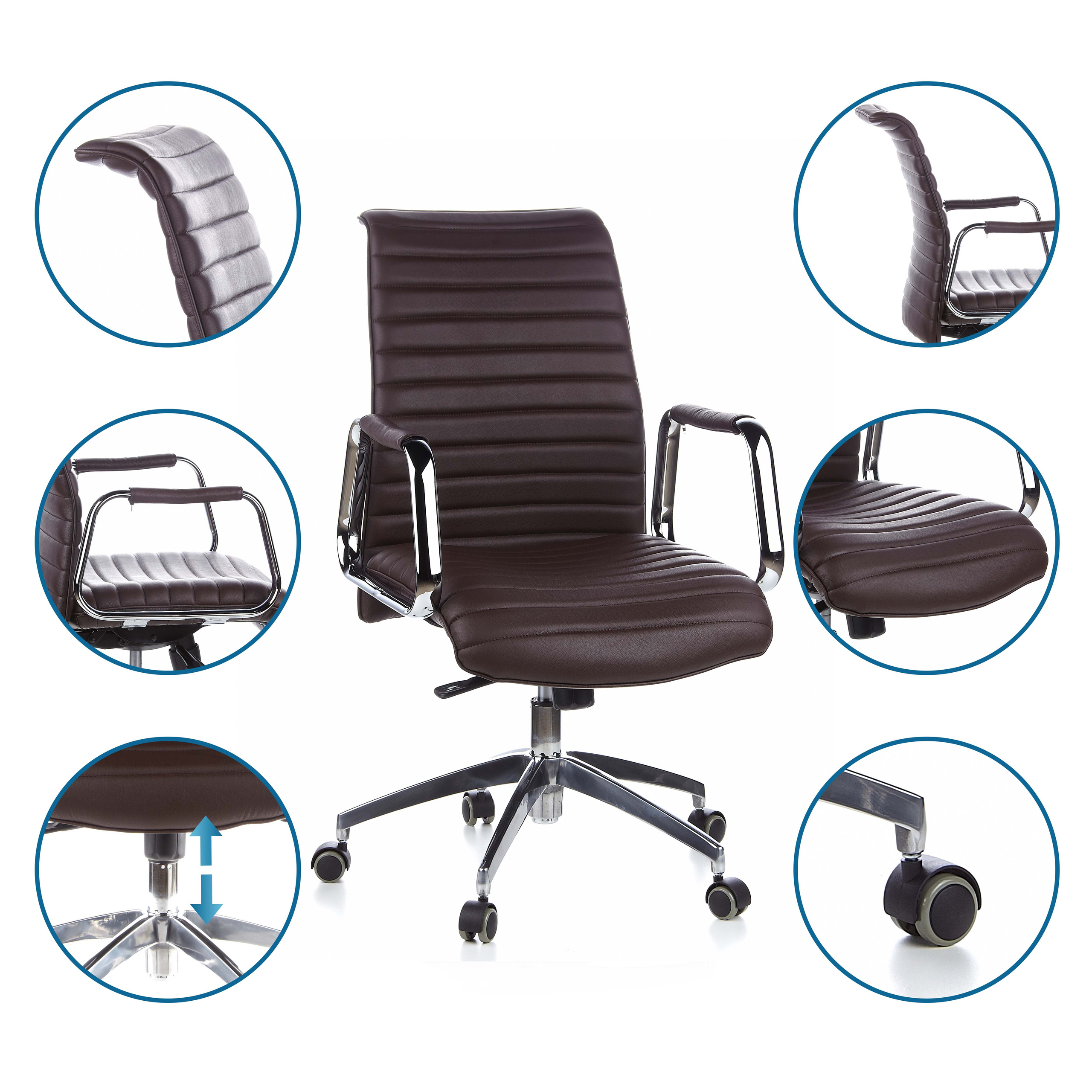 Bürostuhl Drehstuhl Leder Chefsessel Schreibtischstuhl ASPERA 10 hjh OFFICE - Bild 9 von 35