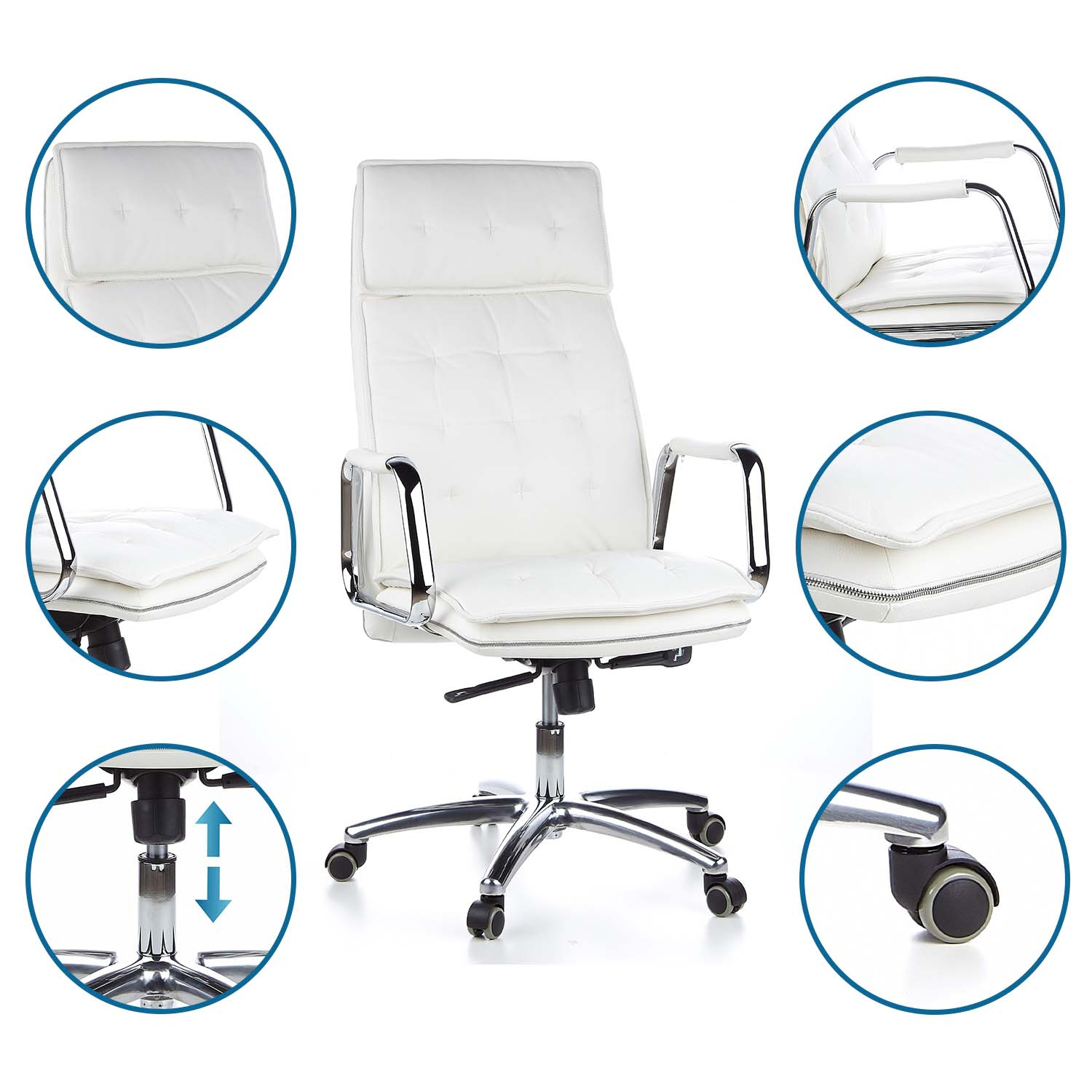 Drehstuhl Chefsessel Leder Bürostuhl XXL Schwarz Braun Weiß VILLA 20 hjh OFFICE - Bild 18 von 32