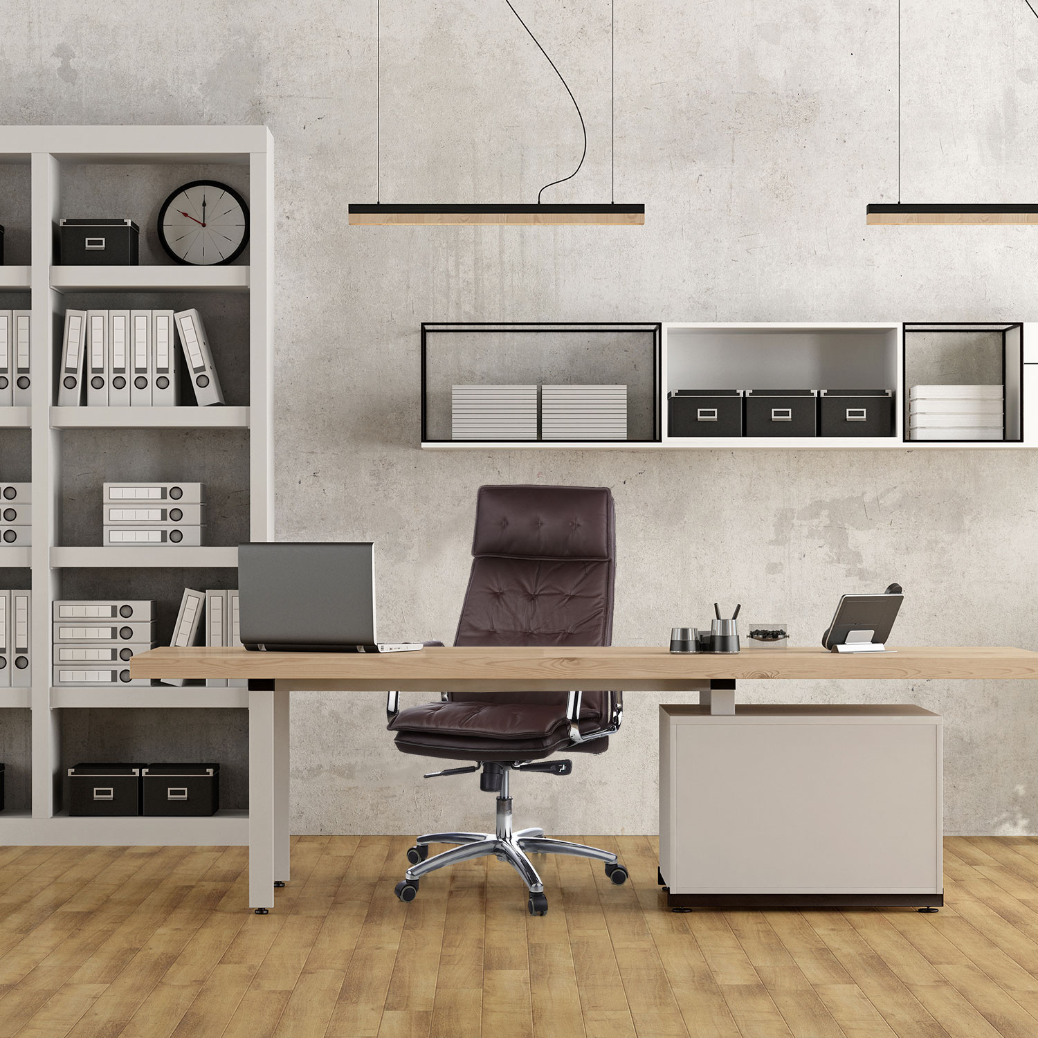 Drehstuhl Chefsessel Leder Bürostuhl XXL Schwarz Braun Weiß VILLA 20 hjh OFFICE - Bild 9 von 32