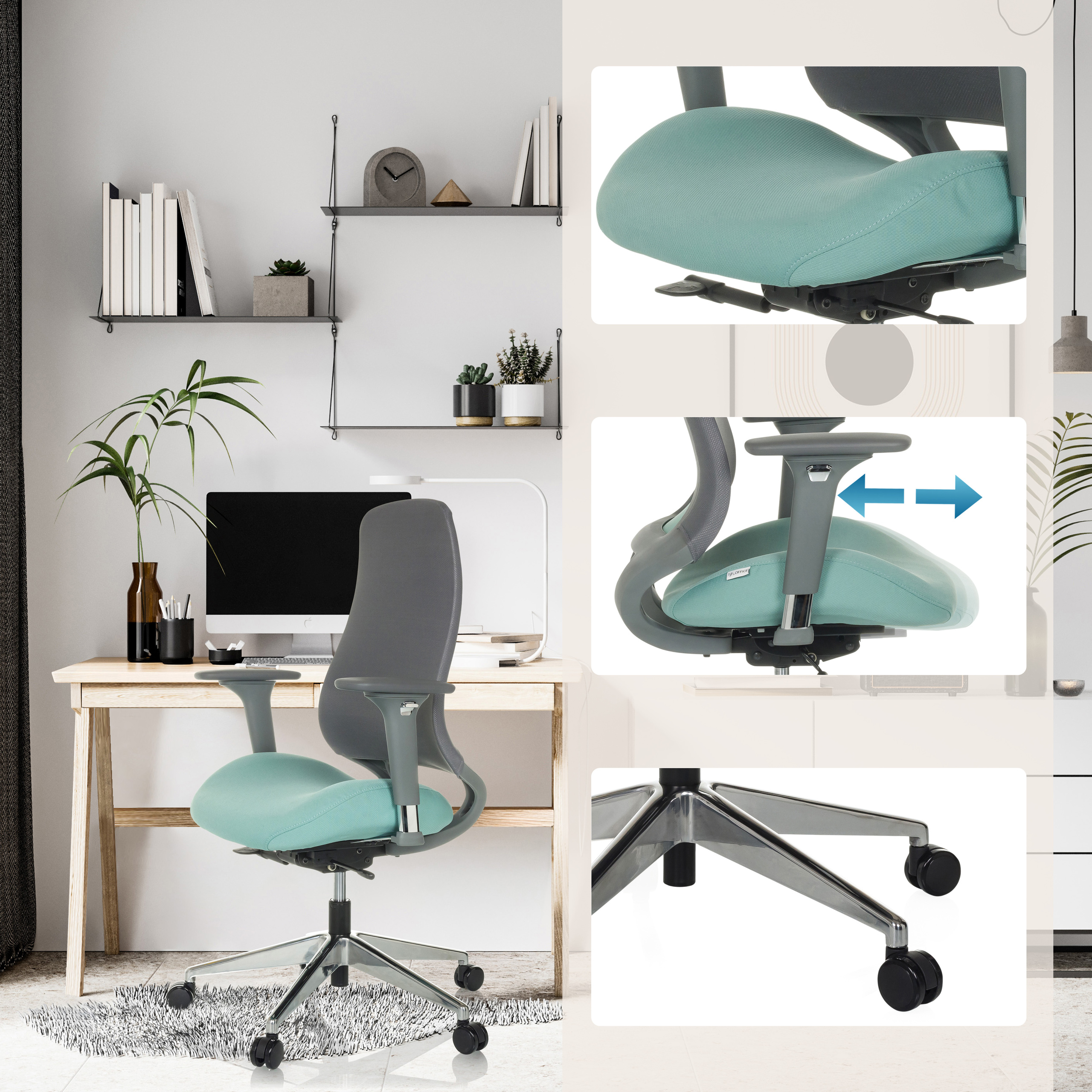 Bürostuhl ergonomisch geformt Muldensitz Drehstuhl Schreibtischstuhl hjh OFFICE - Bild 17 von 35