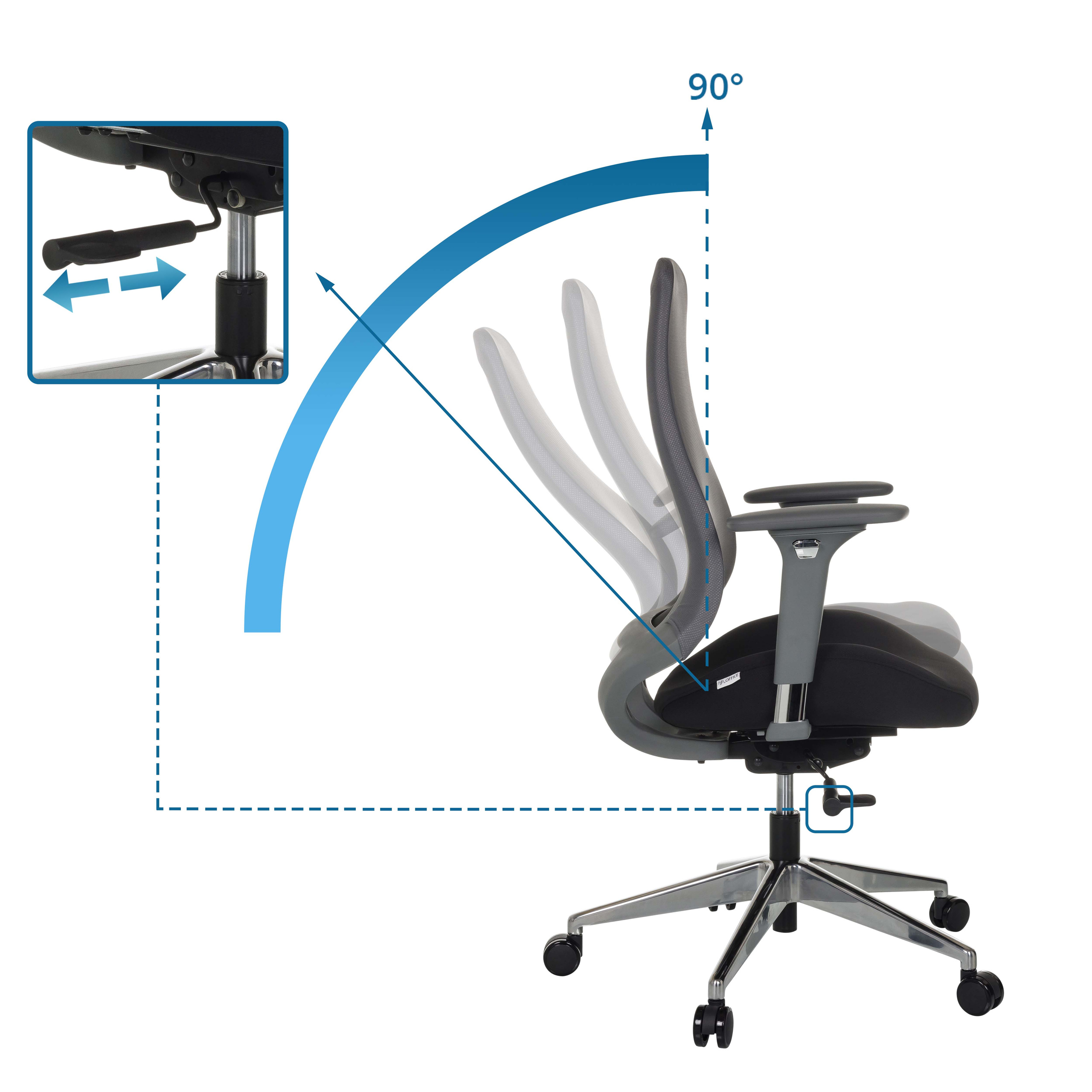 Bürostuhl ergonomisch geformt Muldensitz Drehstuhl Schreibtischstuhl hjh OFFICE - Bild 26 von 35