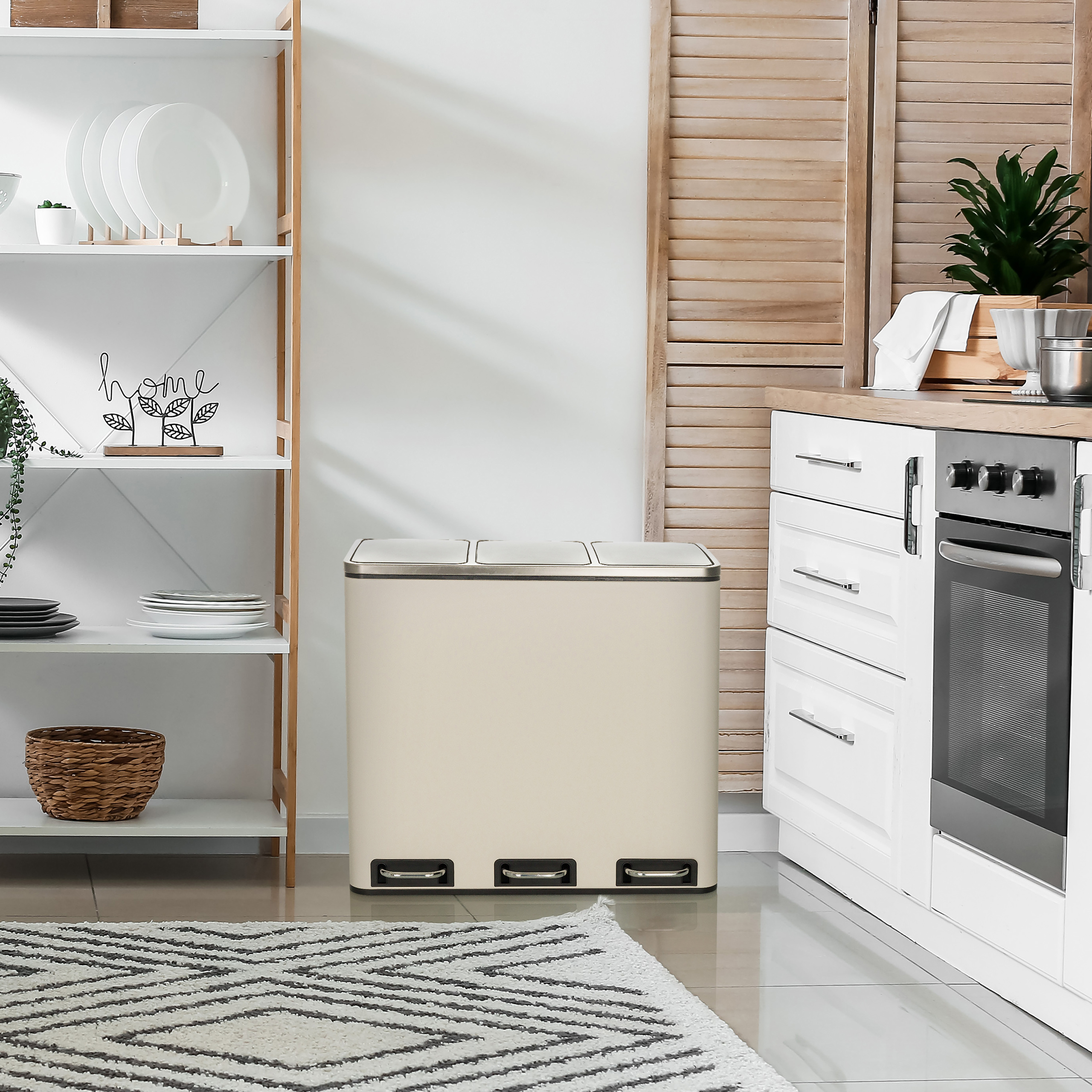 Mülltrennsystem Mülleimer 3-Fach 54 Liter Mülltrennung Treteimer hjh OFFICE