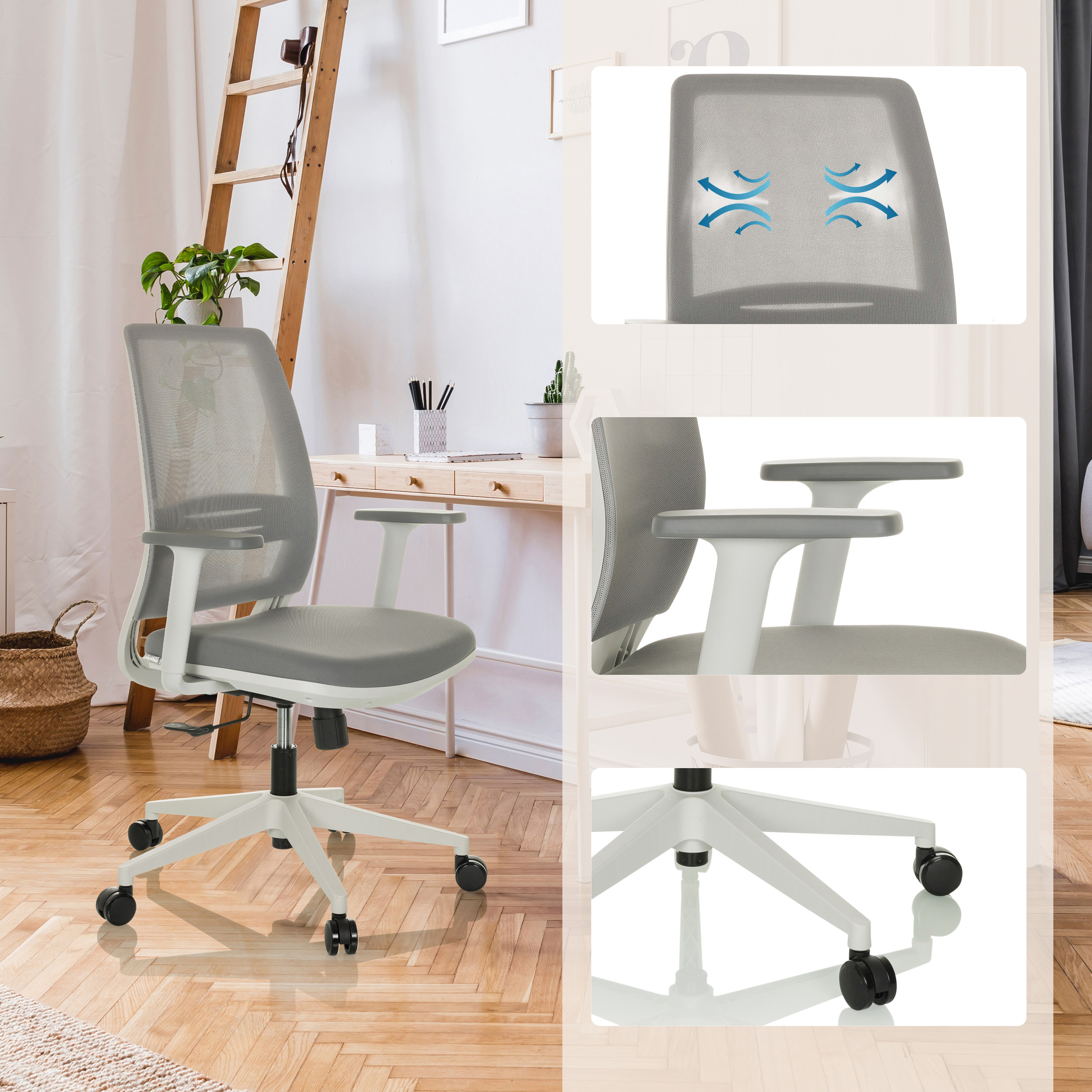 Schreibtischstuhl Bürostuhl ergonomisch Mesh Drehstuhl PROFONDO Netz hjh OFFICE - Bild 16 von 24