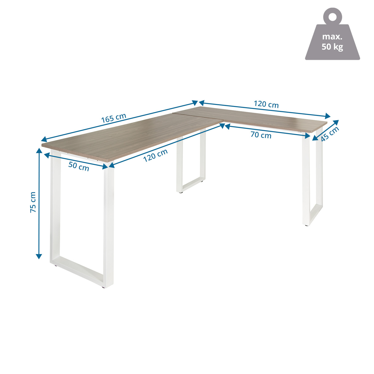 Computertisch Eckschreibtisch Winkelschreibtisch 165x120cm WORKSPACE BASIC I - Bild 25 von 40