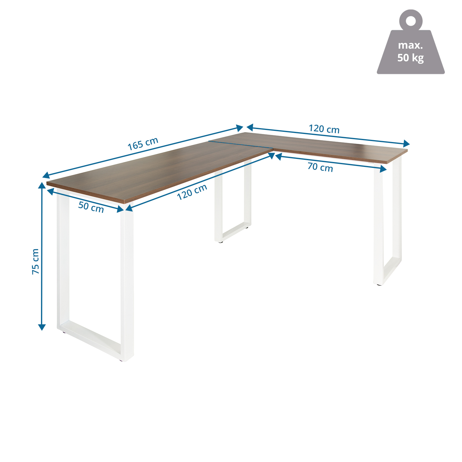 Computertisch Eckschreibtisch Winkelschreibtisch 165x120cm WORKSPACE BASIC I